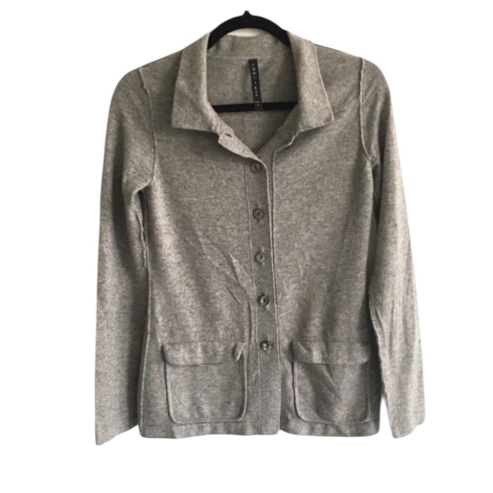 TANA + BEE Cashmere Wool Button Front Blazer Cardigan Sweater Grey S